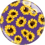 20MM 10Pcs/lot  sunflower Print glass snaps buttons  DIY jewelry