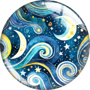 20MM 10pcs/lot Blue Starry Sky Cartoon  glass snap button charms