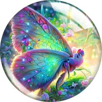 20MM 10pcs/lot butterfly Print glass snap button charms