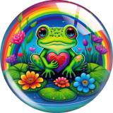 20MM 10pcs/lot frog Print glass snap button charms