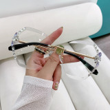 Diamond studded crystal frameless UV resistant sunglasses