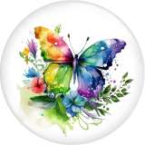 20MM 10pcs/lot color  Butterfly Print glass snap button charms