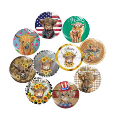 20MM 10Pcs/lot Cow Print glass snap button charms