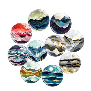 20MM 10Pcs/lot views star moon glass snap button charms