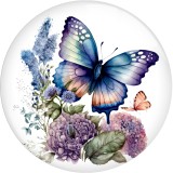 20MM 10pcs/lot color  Butterfly Print glass snap button charms