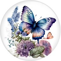 20MM 10pcs/lot color  Butterfly Print glass snap button charms