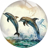 20MM 10Pcs/lot dolphin Print glass snap button charms