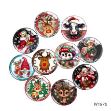 20MM 10pcs/lot Christmas Snowman Deer Cartoon  glass snap button charms
