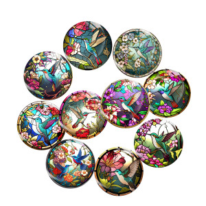 20MM 10Pcs/lot bird Print glass snap button charms