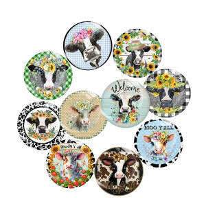 20MM 10Pcs/lot Cow Print glass snap button charms