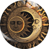 20MM 10Pcs/lot sun and moon Print glass snap button charms