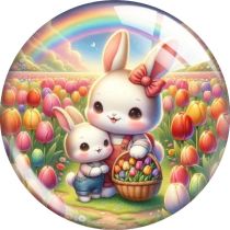 20MM 10pcs/lot rabbit Print glass snap button charms