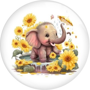 20MM 10pcs/lot Cartoon color panda Little Elephant Print glass snap button charms