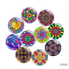 20MM 10pcs/lot Colorful patterns Print glass snap button charms