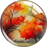 20MM 10pcs/lot Thanksgiving Maple Leaf Tree glass snap button charms