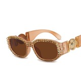 Diamond studded sunglasses, retro square sunglasses