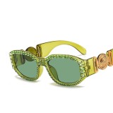 Diamond studded sunglasses, retro square sunglasses