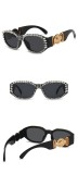 Diamond studded sunglasses, retro square sunglasses