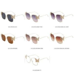 Diamond studded sunglasses with butterfly metal frames, exquisite sunglasses