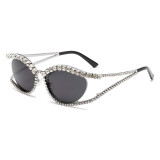 Diamond studded hollow out Y2K cat eye sunglasses