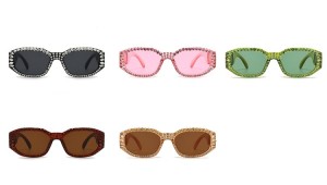 Diamond studded sunglasses, retro square sunglasses