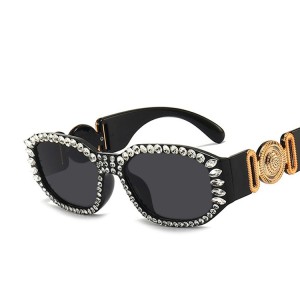 Diamond studded sunglasses, retro square sunglasses
