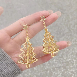 Christmas Gold 3D Christmas Tree Earrings