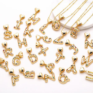 Love 26 English letter necklace set with colored zircon