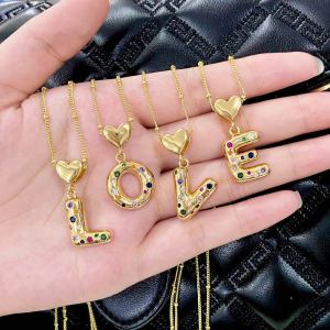 Love 26 English letter necklace set with colored zircon