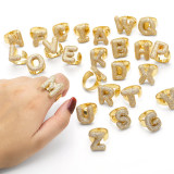 26 English letter zircon open ring