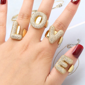 26 English letter zircon open ring