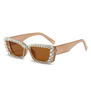 Diamond studded square sunglasses for brides to take photos, UV resistant retro sunglasses