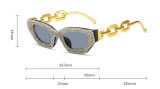 Diamond studded fox head polarized sunglasses
