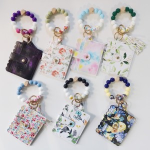 Silicone bead bracelet keychain, bus card holder, small bag, silicone keychain