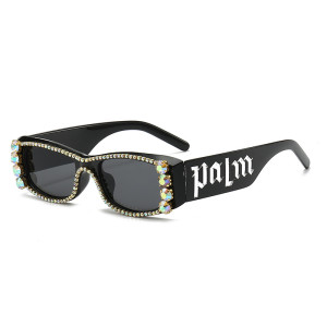 Square diamond studded sunglasses for driving and traveling, paired with sunglasses