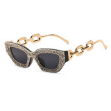 Diamond studded fox head polarized sunglasses