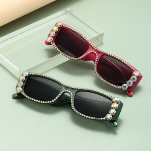 Square diamond studded sunglasses for driving and traveling, paired with sunglasses