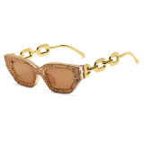 Diamond studded fox head polarized sunglasses