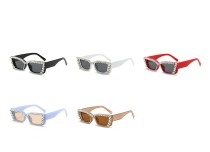 Diamond studded square sunglasses for brides to take photos, UV resistant retro sunglasses
