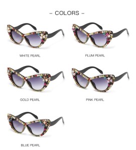 Cat's Eye Sunglasses Handmade Diamond studded Pearl Sunglasses