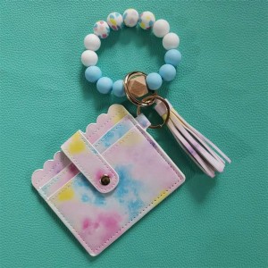 Silicone bead bracelet keychain, bus card holder, small bag, silicone keychain