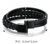 Magnetic leather rope hand woven bracelet