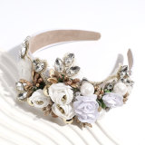 Baroque heavy industry rhinestone pearl flower headband
