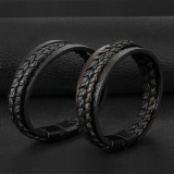 Magnetic leather rope hand woven bracelet