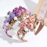 Baroque heavy industry rhinestone pearl flower headband