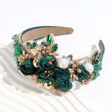 Baroque heavy industry rhinestone pearl flower headband