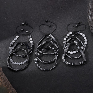 Black Gallstone Bracelet Arrow Geometric Weaving Bracelet Adjustable Black Magnet Bracelet