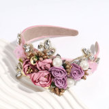Baroque heavy industry rhinestone pearl flower headband