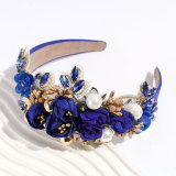 Baroque heavy industry rhinestone pearl flower headband
