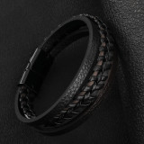 Magnetic leather rope hand woven bracelet